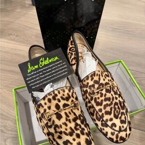 Sam Edelman Animal Print Loafers with Gold Detail